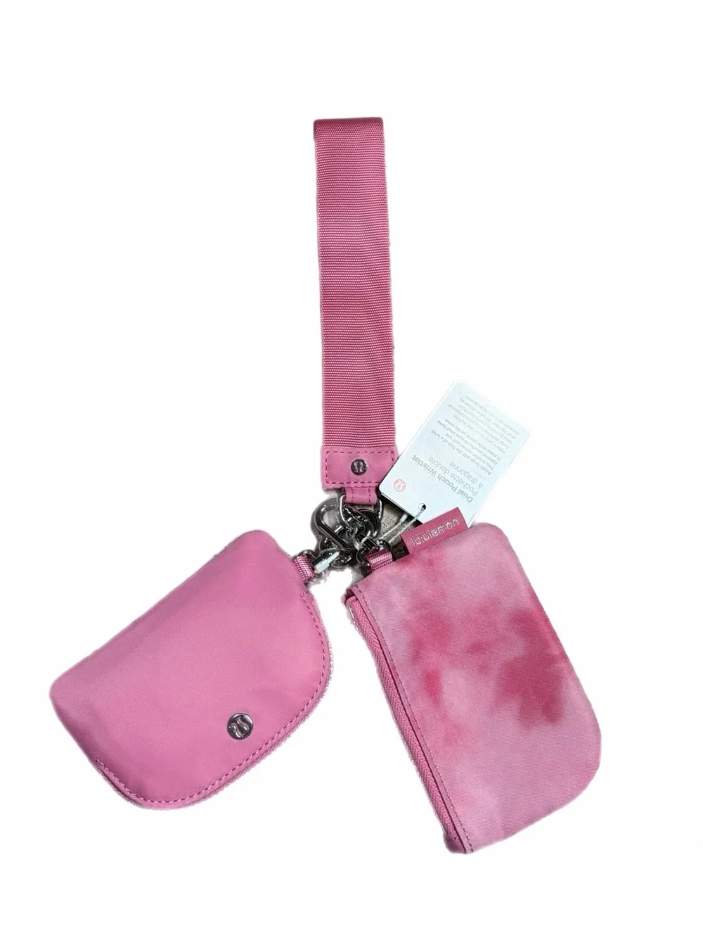 NWT Lululemon Dual Pouch Wristlet (Strawberry Multi/Candy Cloud/Silver)